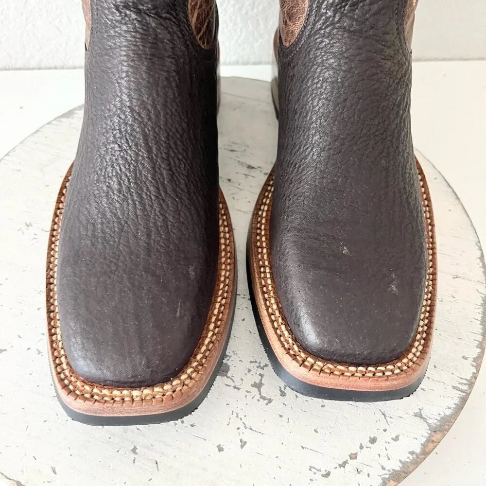 NEW Rod Patrick Mens Cowboy Boots 7.5 B Brown Shark Leather Western Square Toe - Picture 6 of 12